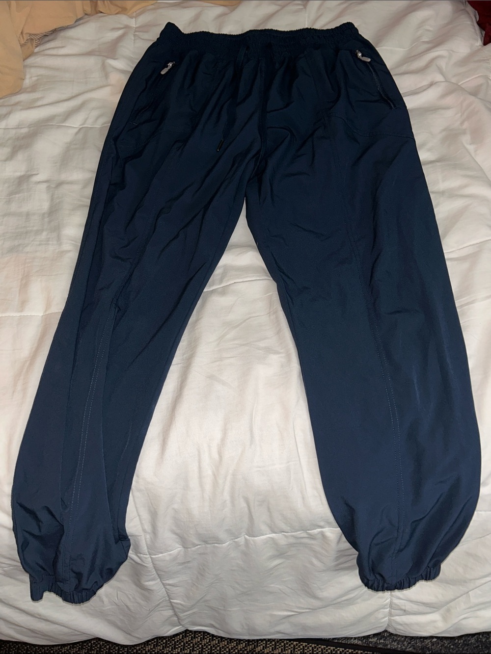 Navy Elastic Waist Drawstring Jogger Pants